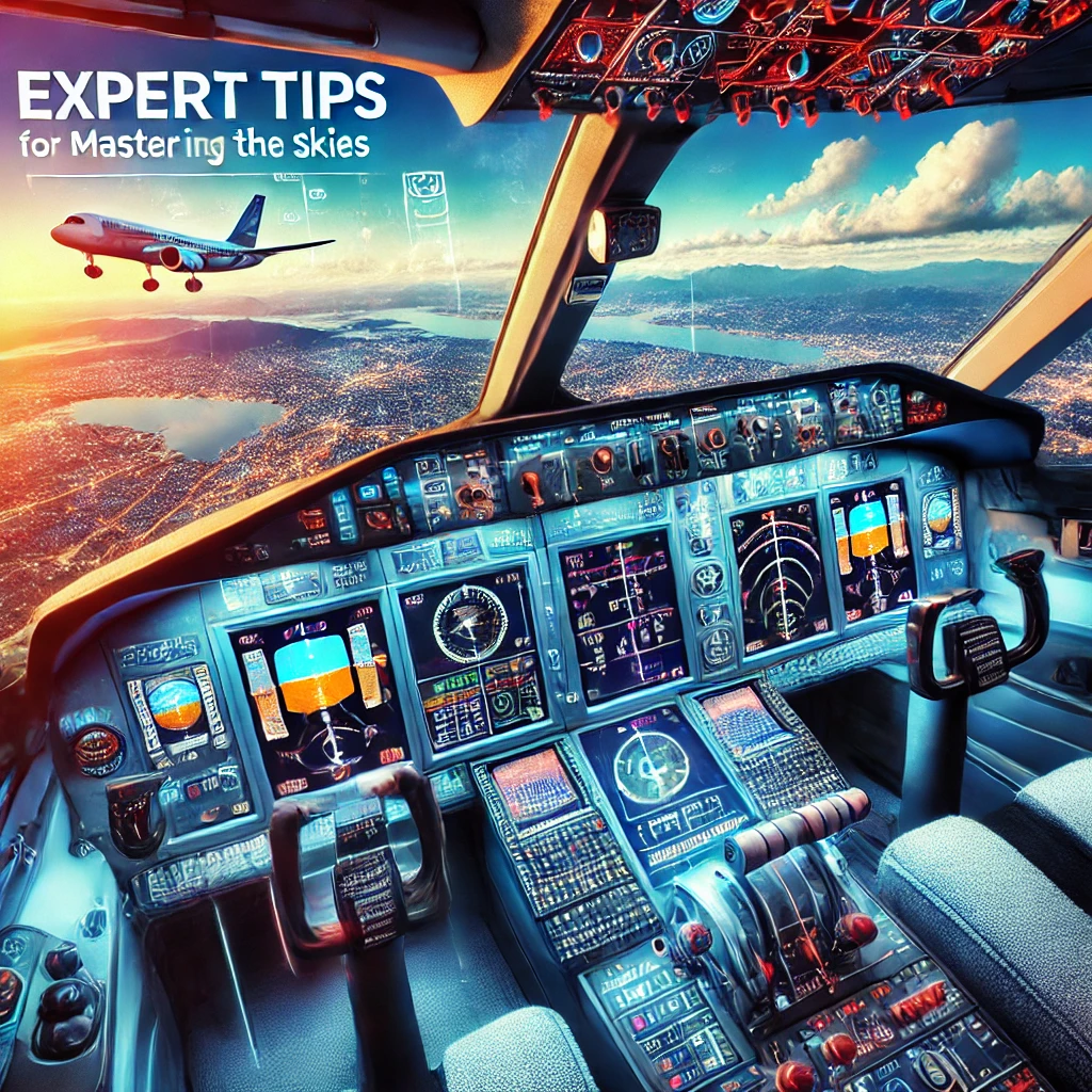 Expert tips for mastering the skies in Infinite Flight Simulator Online, showcasing cockpit navigation aids, dynamic weather, and a detailed flight plan map.